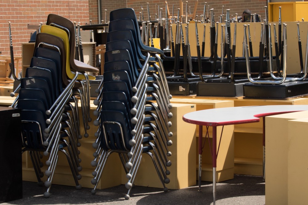 On May 31, Hillel rolled out student desks and chairs by the score and classroom furniture too numerous to inventory -- all to be donated in a split between Yeshivat Darchei Torah and Detroit Community Schools.
